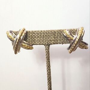 MIXED METALS Criss-cross Pierced Earrings